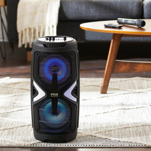 Pyle Portable Bluetooth Rechargeable Versatile Karaoke System w/ Wireless Mics - TRAPSKI