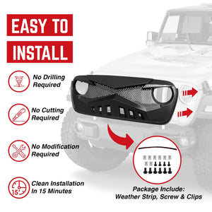 AMERICAN MODIFIED Hawke Grille for 2018+ Jeep Wrangler JL & 2020+ Gladiator JT
