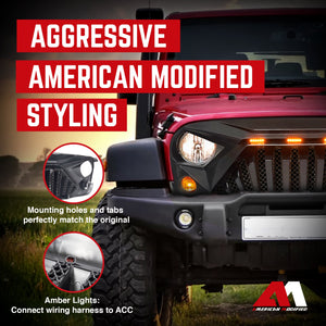 AMERICAN MODIFIED Front Goliath Grill Compatible w/ 2007-18 Jeep Wrangler JK