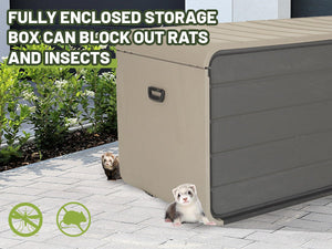 260 Gallon Plastic Deck Box with Lock and Wheels