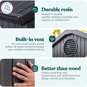 Keter Darwin 6 Foot x 8 Foot Outdoor Garden Tool Storage Shed w/Window, Graphite
