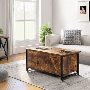 FABATO 41.7 Inch Lift Top Rustic Open Storage Coffee Table with Drawers, Brown - TRAPSKI