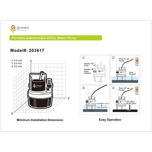 G green EXPERT 0.17 HP Submersible Utility Pump for Household Water Removal