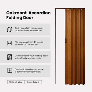 LTL Home Products OK4880PC Oakmont Accordion Folding Door, 48 x 80 Inches, Pecan