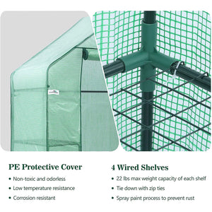 Hanience Walk-in Outdoor/Indoor Covered Plant Greenhouse with 4 Wired Shelves