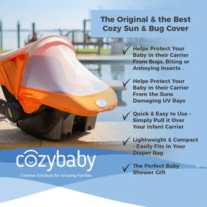 CozyBaby Lightweight Mesh Summer Sun Infant Carrier Cover, Orange Mango