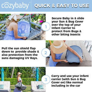 CozyBaby Sun & Bug Cover w/ Lightweight Summer Cozy Cover for Baby Carrier, Gray