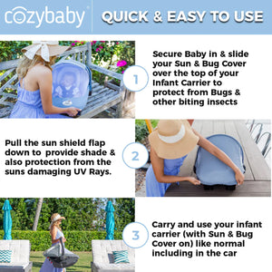 CozyBaby Combo Pack w/ Sun & Bug Cover and Lightweight Summer Cozy Cover, Pink