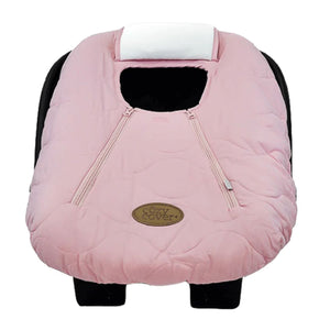 CozyBaby Quilted Infant Car Seat Cover with Dual Zippers and Elastic Edge, Pink