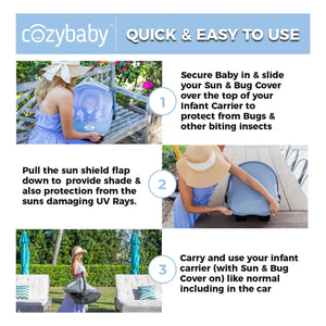 CozyBaby Combo Pack w/ Sun & Bug Cover and Lightweight Summer Cozy Cover, Purple