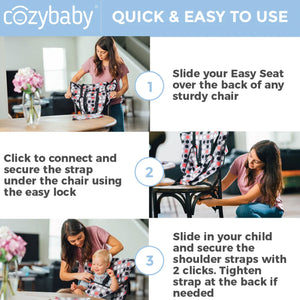 CozyBaby Portable Washable Travel Cloth Easy Seat High Chair, Charcoal Yellow