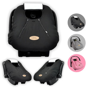 CozyBaby Infant Car Seat Travel Cover with Dual Zippers and Elastic Edge, Black