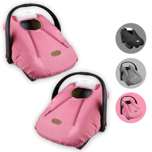 CozyBaby Original Infant Car Seat Cover with Dual Zippers and Elastic Edge, Pink