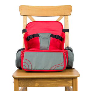 Cozy Cover 3 in 1 Portable Baby Booster Seat Diaper Backpack Bag, Red & Gray