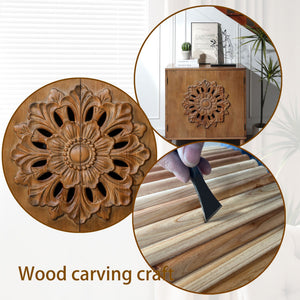 Rustic Hand-Carved Wooden 2-Door Cabinet