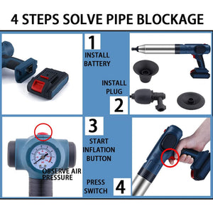 FEIYABDF Electric Rechargeable High Pressure Pipe Unclogging Air Gun Plunger