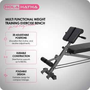 HolaHatha Multi Functional Weight Training Exercise Bench for Full Body Workout