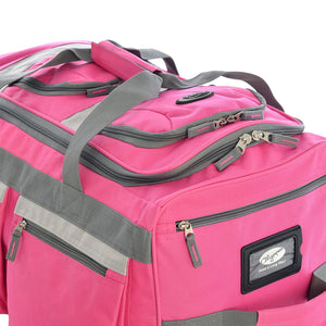 Olympia 29 Inch 8 Pockets U Shaped Rolling Duffel Bag with Handle, Hot Pink
