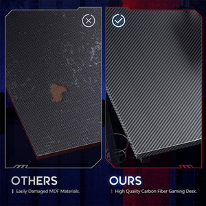 MOTPK 39 Inch Carbon Fiber Computer Gaming Desk with Raised Monitor Shelf, Black