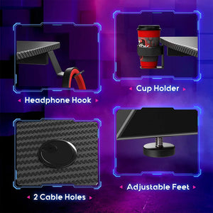 MOTPK 39 Inch Wide Space Saving Carbon Fiber Computer PC Gaming Desk, Black