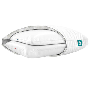 Sleepgram Bed Support Sleeping Pillow with Microfiber Cover, Queen Size, White