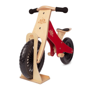 Kinderfeets Child Indoor Floor Wooden Single Bike Stand Storage Rack, Natural