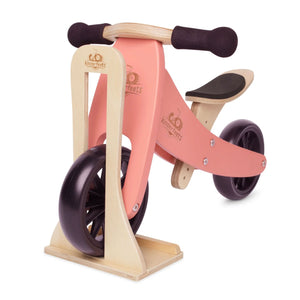 Kinderfeets Child Indoor Floor Wooden Single Bike Stand Storage Rack, Natural