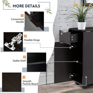 JOMEED Folding Dining Kitchen Table with Drawer and 2-Layer Storage Shelf, Black