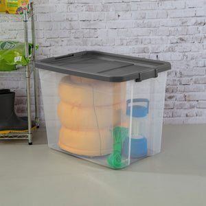 Sterilite 108 Qt Clear Stacker Storage Container Tote w/ Latching Lid, 16 Pack