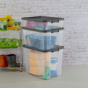 Sterilite 108 Qt Clear Stacker Storage Container Tote w/ Latching Lid, 16 Pack