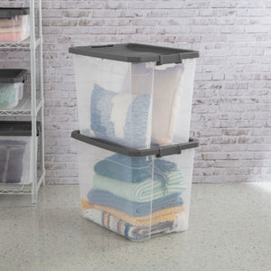 Sterilite 108 Qt Clear Stacker Storage Container Tote w/ Latching Lid, 16 Pack