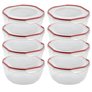 Sterilite Ultra Seal 8.10 Quart Plastic Food Storage Bowl Container, 8 Pack