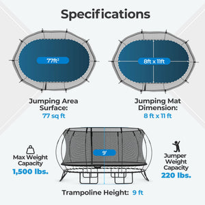 Springfree Trampoline Kids Oval 8 x 11 Ft Trampoline & FlexrHoop Basketball Game