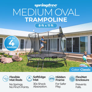 Springfree Trampoline Kids Oval 8 x 11Ft Trampoline & FlexrStep V2 Safety Ladder