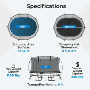 Springfree Trampoline Oval 8 x 13Ft Trampoline & FlexrStep V2 Safety Ladder