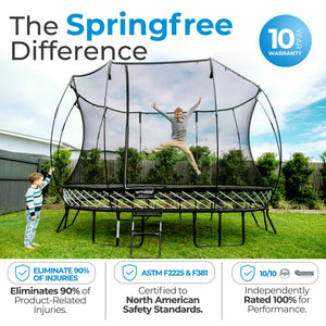 Springfree Trampoline Oval 8 x 13Ft Trampoline & FlexrStep V2 Safety Ladder