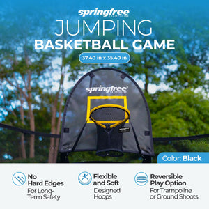 Springfree Trampoline Kids Square 11 Foot Trampoline & FlexrHoop Basketball Game
