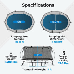 Springfree Trampoline Kids Square 11 Ft Trampoline & FlexrStep V2 Safety Ladder