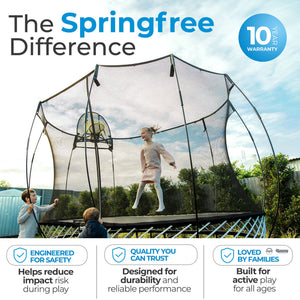 Springfree Trampoline Kids Square 11 Ft Trampoline & FlexrStep V2 Safety Ladder