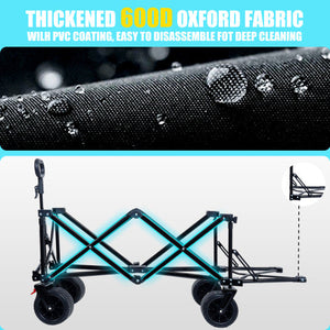 Foldable Wagon with Extended Tailgate and Large All-Terrain Wheels