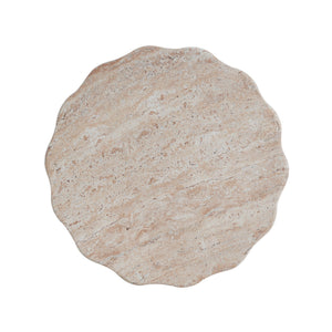 Elegant Indoor/Outdoor Lightweight Concrete Side Table With Travertine - Beige