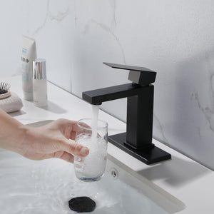 Single Handle Bathroom Sink Faucet with Pop-Up Drain (with Overflow)