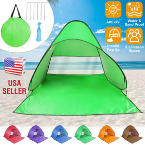 Pop Up Beach Tent Sun Shade Shelter Anti-UV Automatic Waterproof Tent Canopy for 2/3 Man w/ Net Window Storage Bag for Outdoor Beach Camping Fishing P