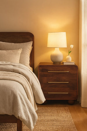 Solid Wood 3-Drawer Rounded Chest