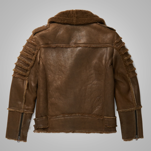 Men’s B3 Real Brown Sheepskin Shearling Aviator Leather Bomber Flying Jacket