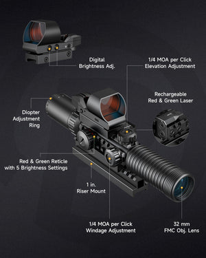 PINTY 4-in-1 3-9x32 Rifle Scope Combo