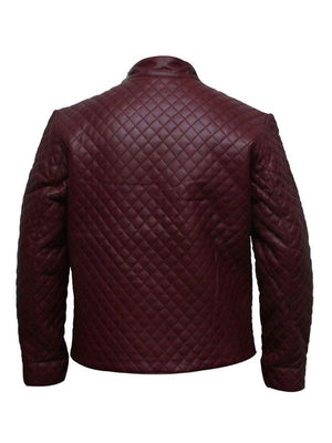 Diamond Classic Quilted Leather Jacket - Maroon