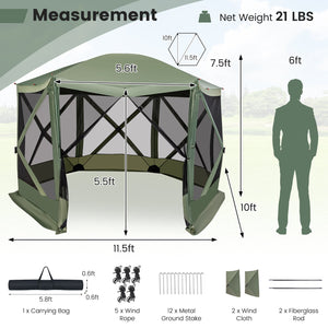 11.5 X 11.5 FT Pop-up Screen House Tent with Portable Carrying Bag