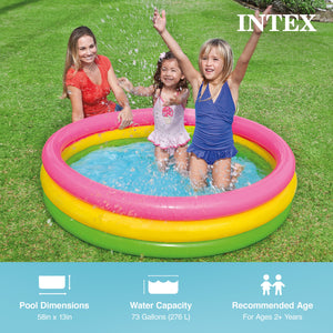 Intex 58" x 13" Inflatable Sunset Glow Colorful Backyard Kids Vinyl Splash Pool - TRAPSKI