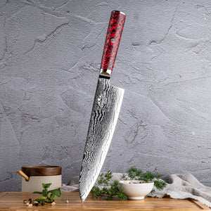 Obsidian Japanese Damascus Chef Knife with Carbon Fiber Handle